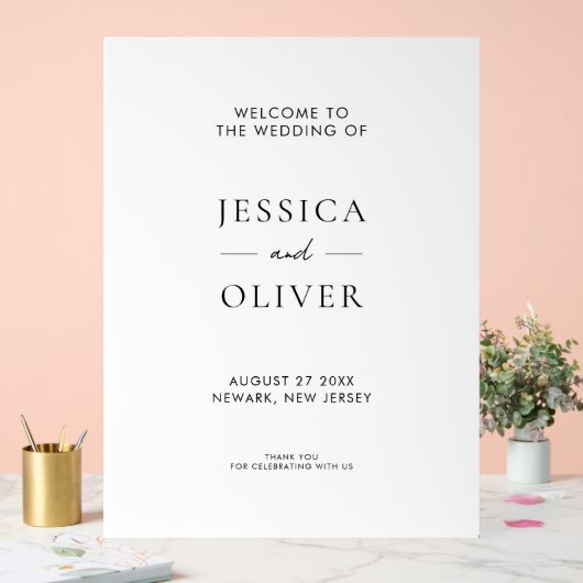 Simple moderne Mariage noir et blanc Accueil (Mariage)