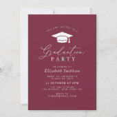 simple moderne maron graduation invitation (Devant)