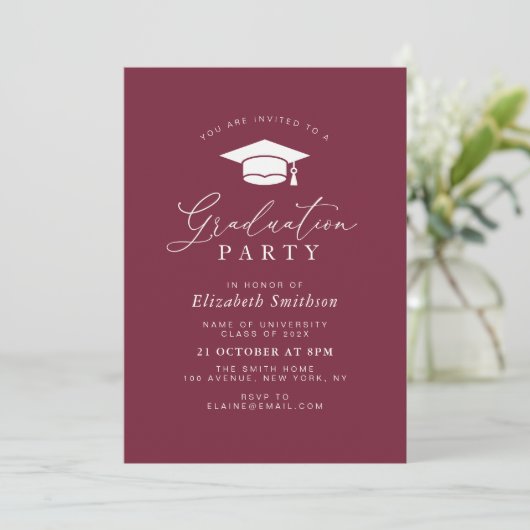 simple moderne maron graduation invitation (Debout devant)