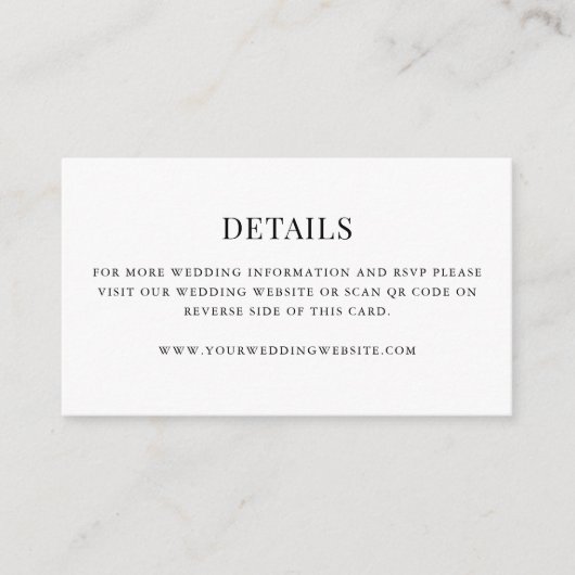 Simple Moderne Mini Cartes de Détails de Mariage a (Devant)