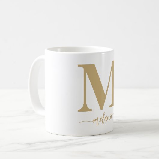 Simple moderne Monogram Gold White Mug (Devant gauche)