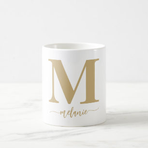 Simple moderne Monogram Gold White Mug