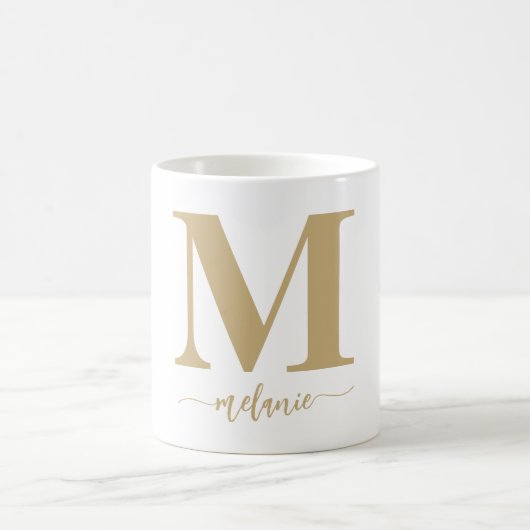 Simple moderne Monogram Gold White Mug (Centre)
