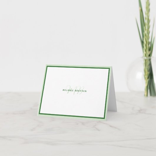 Simple Moderne Monogramme Bordure Bicolore Verte (Devant)
