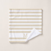 Simple Moderne Monogramme Familial Beige Gratté (Gant de toilette)