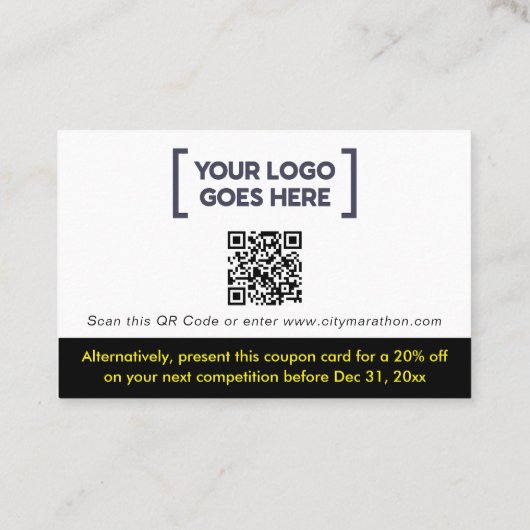 Simple moderne Neon Yellow Coupon rabais Logo QR (Dos)