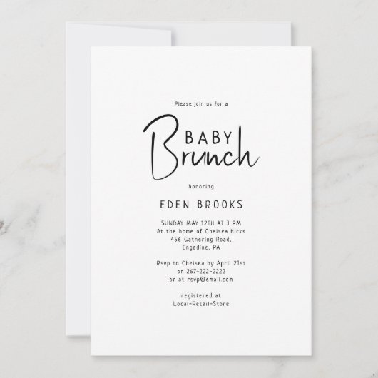 Simple moderne Neutral Baby Brunch Invitation (Devant)