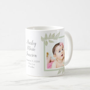 Simple Moderne New Baby Girl 2 Foto Birth Stats Koffiemok