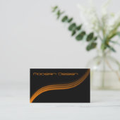 Simple moderne Noir, Orange Swoosh - Carte de visi (Debout devant)