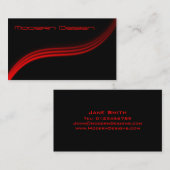 Simple moderne Noir, Rouge Swoosh - Carte de visit (Devant / Derrière)