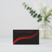 Simple moderne Noir, Rouge Swoosh - Carte de visit (Debout devant)