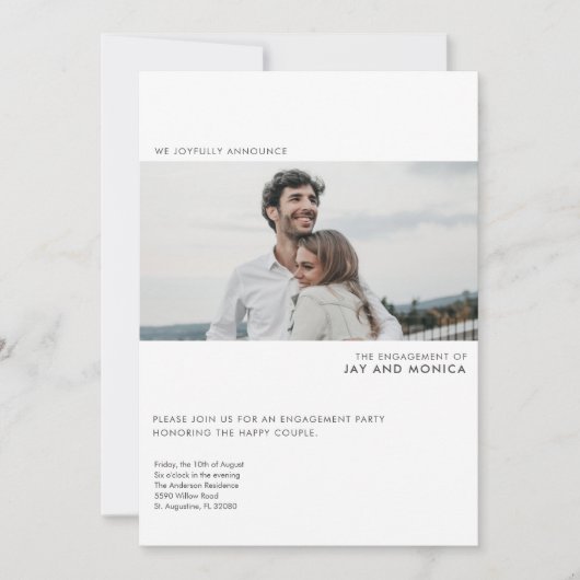 Simple Moderne Photo Engagement Party Kaart (Voorkant)