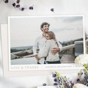 Simple moderne Photo Gold Love et Merci Mariage