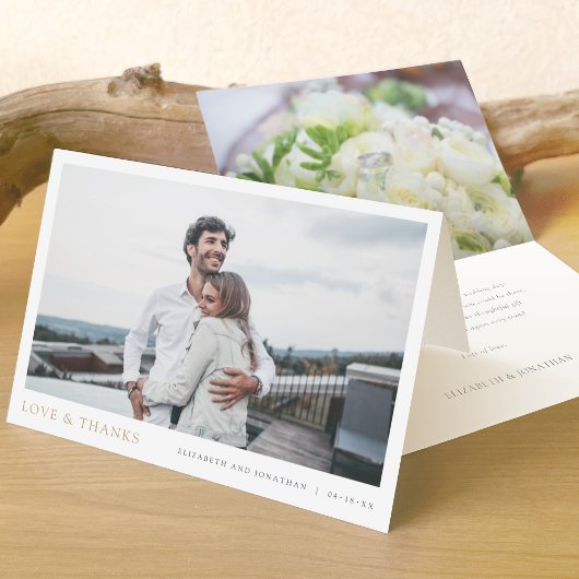 Simple moderne Photo Gold Love et Merci Mariage