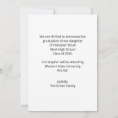 Simple Moderne Photo Graduation Homme Faire-part (Dos)