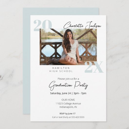 Simple Moderne Photo Graduation Invitation (Devant / Derrière)