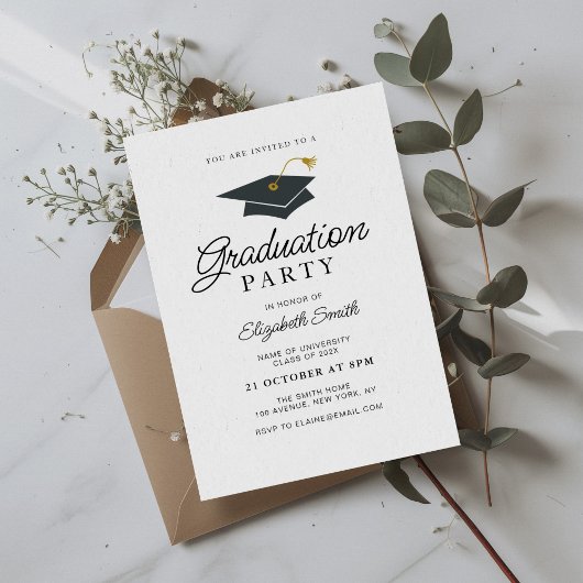 simple moderne photo graduation party invitation