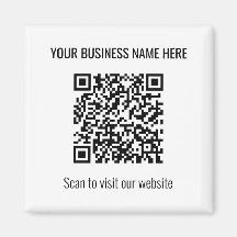Simple moderne QR Code Carré Aimant blanc