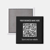 Simple moderne QR Code Carré Magnet noir (Recto/Verso)