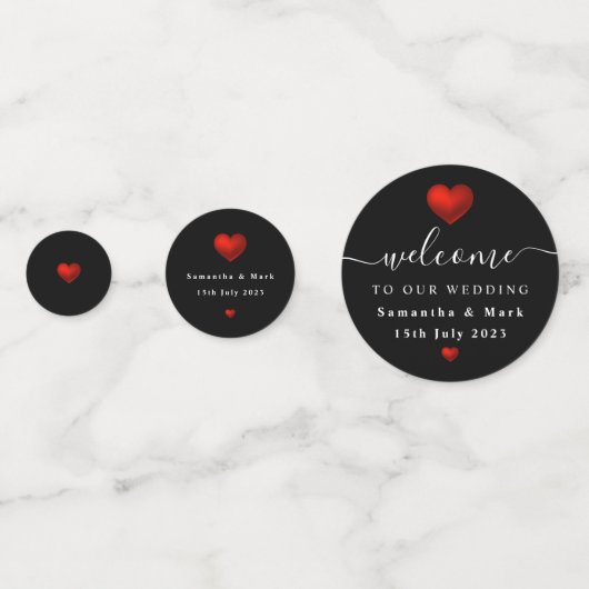 Simple moderne Red Heart Mariage Confetti (Devant)
