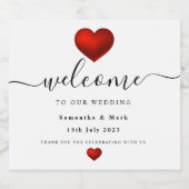 Simple moderne Red Heart Mariage Étiquette de vin (Étiquettes simples)