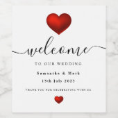 Simple moderne Red Heart Mariage Étiquette de vin (Étiquettes simples)