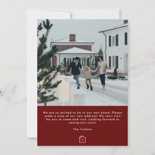 Simple moderne rouge foncé & blanc Faire-part de d (Dos)