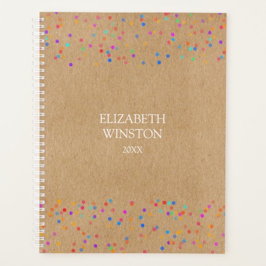 Simple moderne Rustique Kraft Rainbow Confetti Pla (Devant)