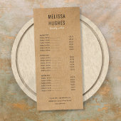 Simple Moderne Rustique Salon Kraft Menu Service