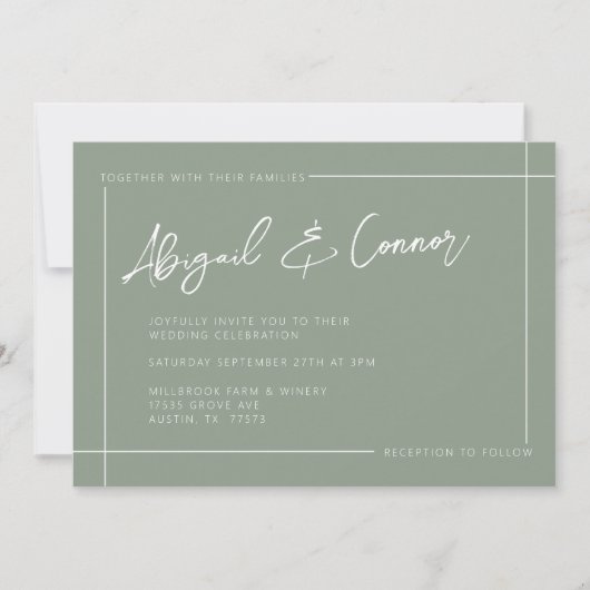 Simple moderne Sage Green Calligraphie Invitation (Devant)