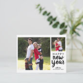 Simple Moderne Script Happy New Year-foto Briefkaart (Staand voorkant)
