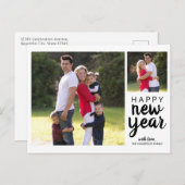 Simple Moderne Script Happy New Year-foto Briefkaart (Voorkant / Achterkant)