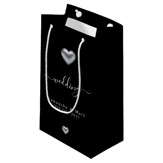 Simple moderne Silver Heart Mariage Petit sac cade (Devant Angle)