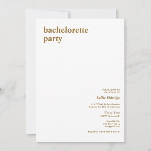 Simple moderne Type Bachelorette Party Invitation (Devant)