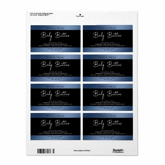 Simple moderne typographie de luxe étiquette noir (Feuille entière)