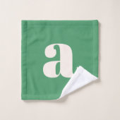 Simple moderne vert gras rétro Monogramme initial (Gant de toilette)