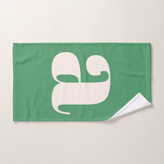 Simple moderne vert gras rétro Monogramme initial (Serviette à main)