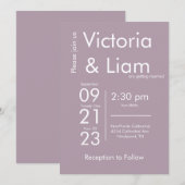 Simple moderne violet Faire-part de mariage de lav (Devant / Derrière)