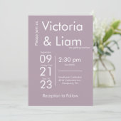 Simple moderne violet Faire-part de mariage de lav (Debout devant)