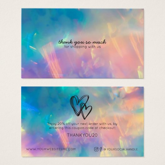 Simple moderne Whimsical Heart Remise aux clients (Devant & derrière)