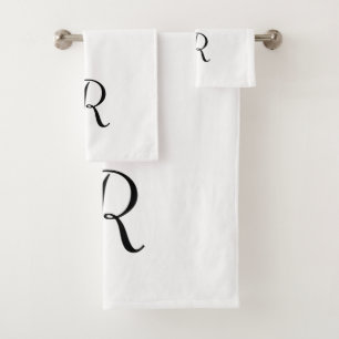 Simple Moderne White Monogram Initiaal Bathroom Bad Handdoek