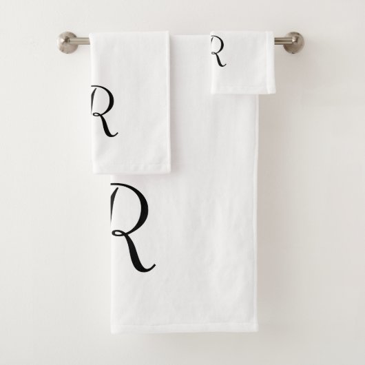 Simple Moderne White Monogram Initiaal Bathroom Bad Handdoek (Insitu)