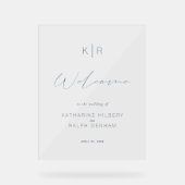 Simple moderne White Navy Blue Mariage Bienvenue (Recto)