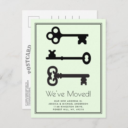 Simple Monnaie noire Faire-part de déplacement de  (Devant / Derrière)