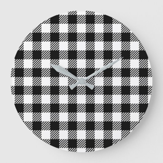 Simple Monochrome Buffalo Plaid Pattern Grote Klok (Voorkant)
