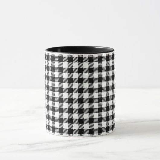 Simple Monochrome Buffalo Plaid Pattern Mok (Midden)