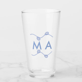 Simple monogram add your name letter blue leaf glas