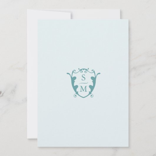 Simple Monogram Bleu Pâle Save The Date (Dos)