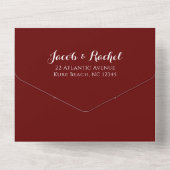 Simple Monogram Burgundy Marsala Foto Weddenschap All In One Uitnodiging (Achterkant)