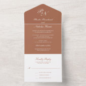 Simple Monogram Elegant Terracotta Wedding All In One Uitnodiging (Binnen)